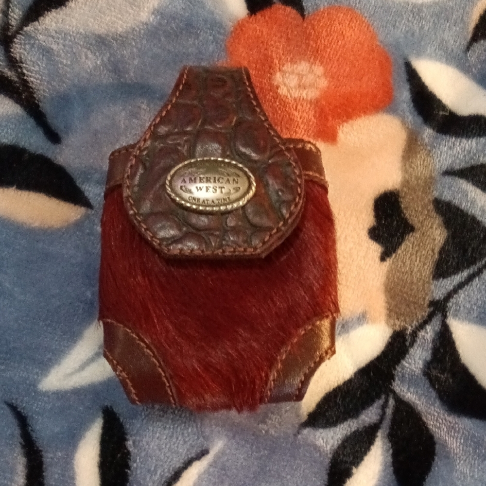 American West Brown and Red Leather Pouch/ Small Phone